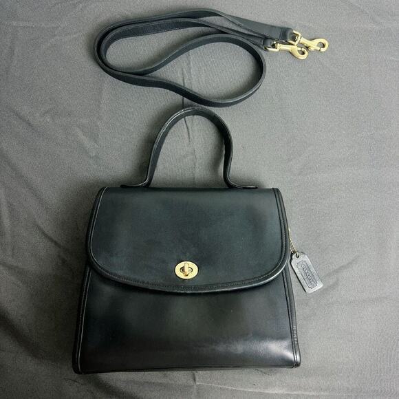 Vintage Coach  Black Manor Top Handle Satchel #9977 - Picture 1 of 12